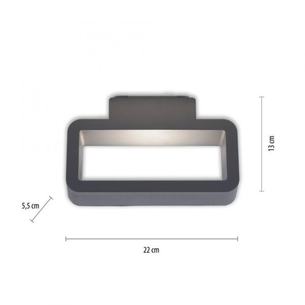 LED Wandleuchte außen Aluminium Anthrazit IP54 B:22 cm