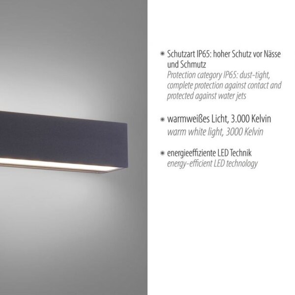 LED Außenleuchte Wand Aluminium B:25 cm IP65 Up & Down