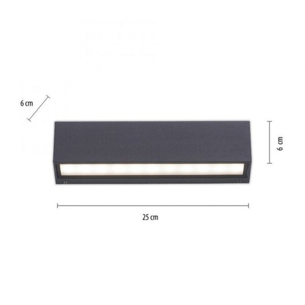 LED Außenleuchte Wand Aluminium B:25 cm IP65 Up & Down
