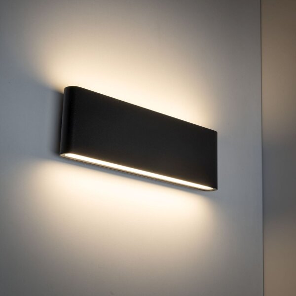 LED Außenlampe Wand Metall Schwarz 30 cm IP54 Up Down