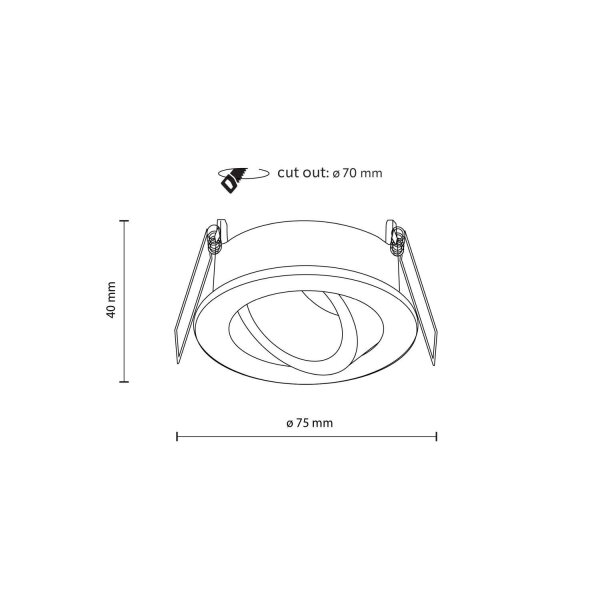 Schwenkbarer Einbauspot Metall Ø7,5 cm IP65 Schwarz