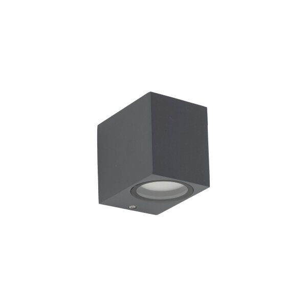 Wandlampe außen Downlight Grau Metall IP44 GU10 H:8 cm