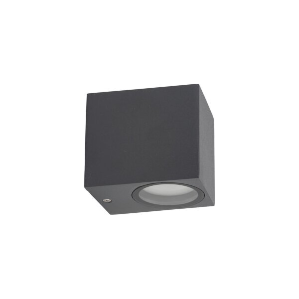 Wandlampe außen Downlight Grau Metall IP44 GU10 H:8 cm