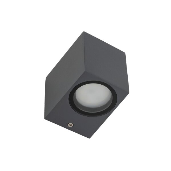 Wandlampe außen Downlight Grau Metall IP44 GU10 H:8 cm