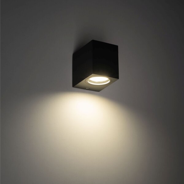Wandlampe außen Downlight Grau Metall IP44 GU10 H:8 cm