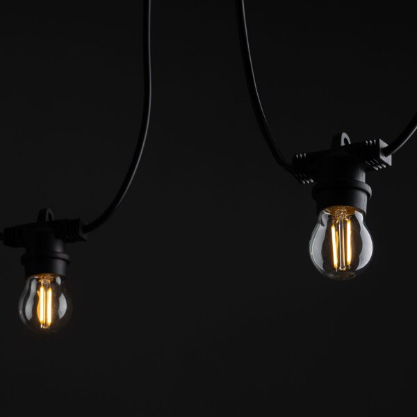 Flexible Lichterkette außen Schwarz Metall IP65 E27