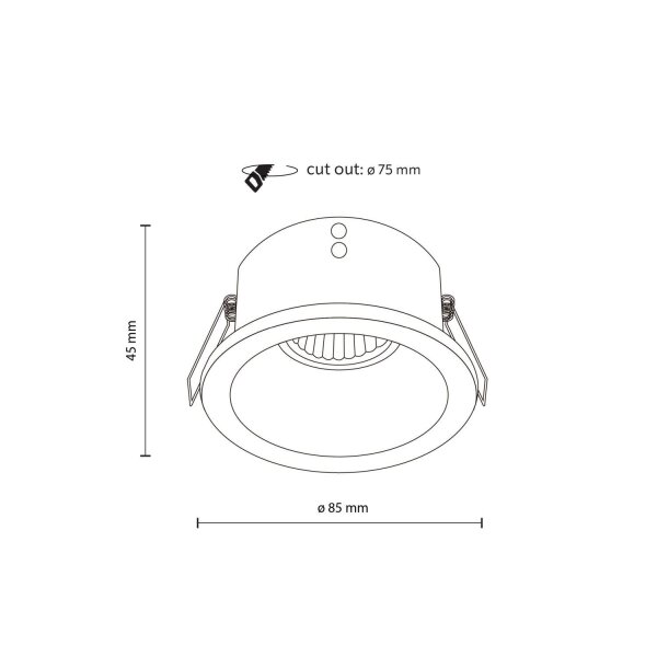 Schwarzer Einbaustrahler IP65 Metall Glas Ø8,5 cm rund
