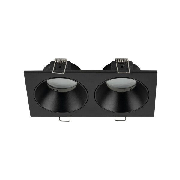 Einbauspot Schwarz IP65 Metall Glas GU10 2-flammig
