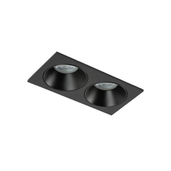 Einbauspot Schwarz IP65 Metall Glas GU10 2-flammig