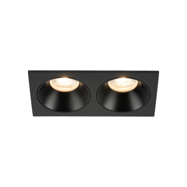 Einbauspot Schwarz IP65 Metall Glas GU10 2-flammig