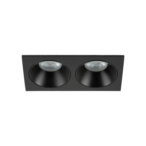 Einbauspot Schwarz IP65 Metall Glas GU10 2-flammig
