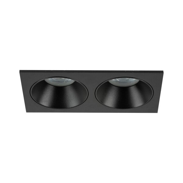 Einbauspot Schwarz IP65 Metall Glas GU10 2-flammig