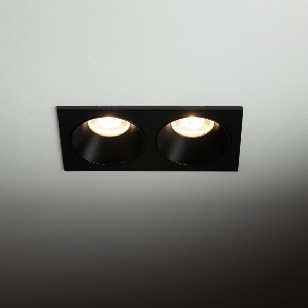Einbauspot Schwarz IP65 Metall Glas GU10 2-flammig