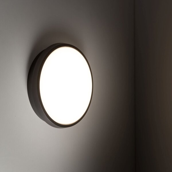 Applique extérieure ronde à LED IP54 aluminium noir 18 W