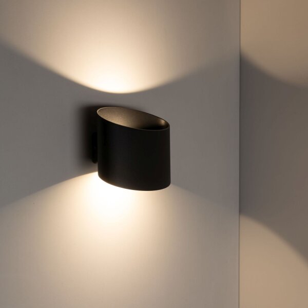 Spot mural LED Up Down aluminium 10 W Ø17 cm IP54 noir