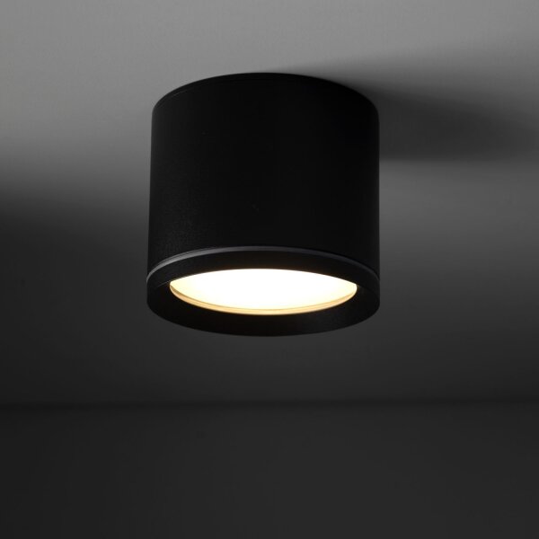 Aufbauspot Schwarz Aluminium GX53 IP44 Ø8,4 cm Aufputz