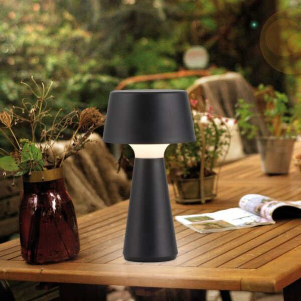 Lampe de table LED rechargeable à intensité variable Touch IP54 noire 28,9 cm