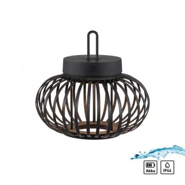 LED Akku Tischleuchte dimmbar 22 cm IP44 2 W Schwarz