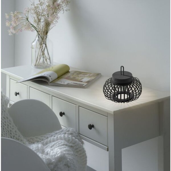 LED Akku Tischleuchte dimmbar 22 cm IP44 2 W Schwarz