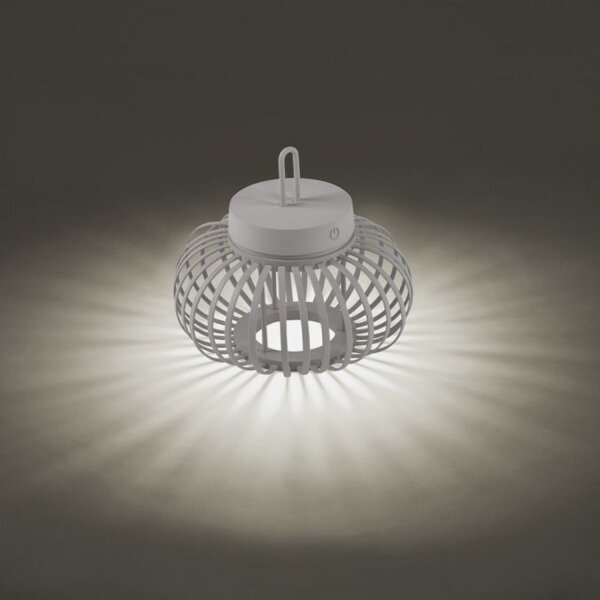 LED Akku Tischlampe Dimmer Touch 22 cm IP44 2 W Greige