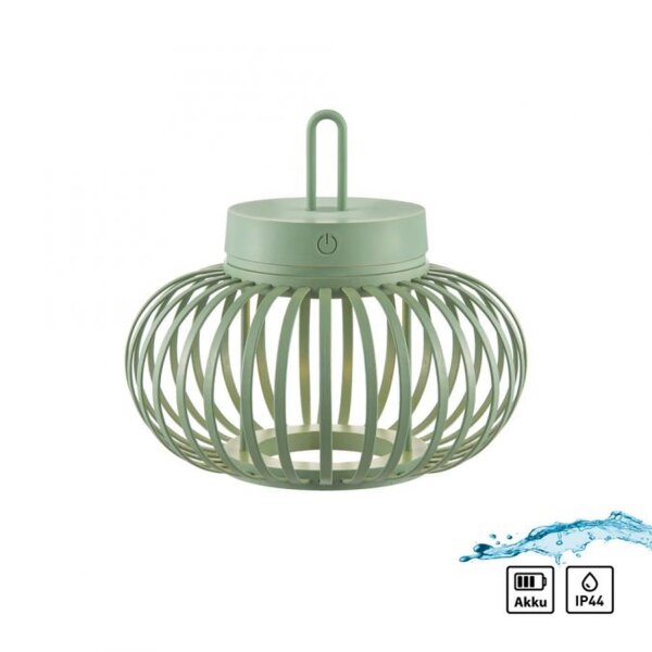 LED Akku Tischleuchte Dimmer Touch 22 cm IP44 2 W Grün