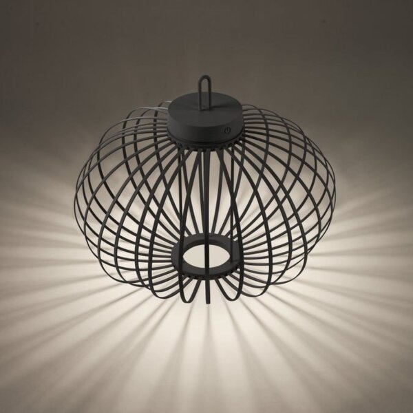 LED Akku Tischlampe IP44 Schwarz dimmbar Touch 37 cm