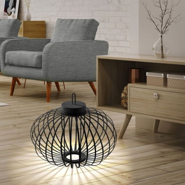 LED Akku Tischlampe IP44 Schwarz dimmbar Touch 37 cm
