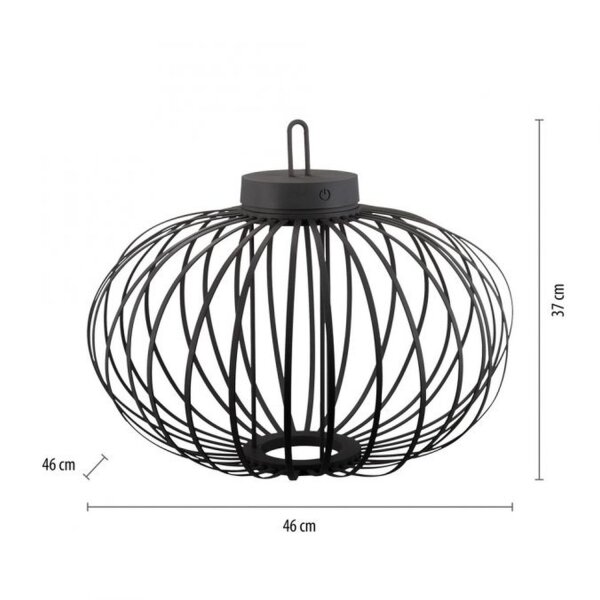 LED Akku Tischlampe IP44 Schwarz dimmbar Touch 37 cm