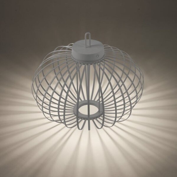 LED Akku Tischlampe IP44 Greige dimmbar Touch 2 W 37 cm