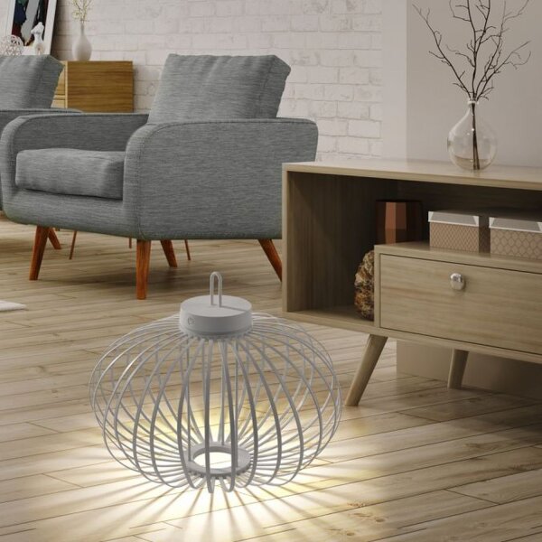 LED Akku Tischlampe IP44 Greige dimmbar Touch 2 W 37 cm