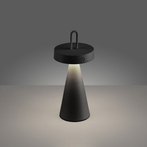 LED Akku Tischlampe Dimmer Touch IP44 28,9 cm Schwarz