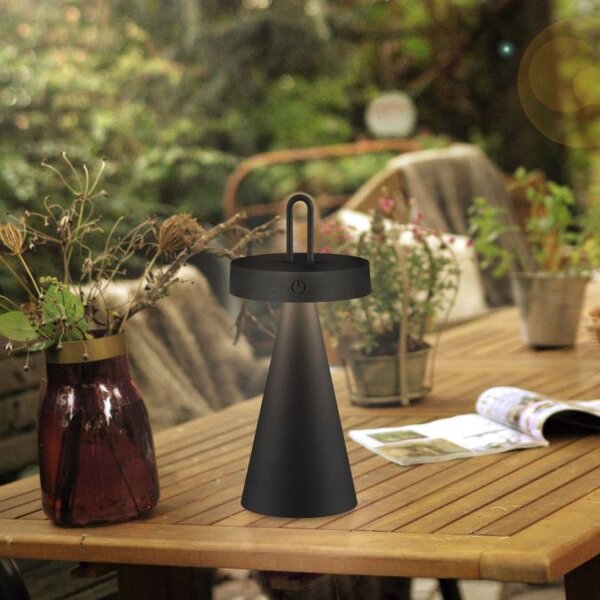 LED Akku Tischlampe Dimmer Touch IP44 28,9 cm Schwarz