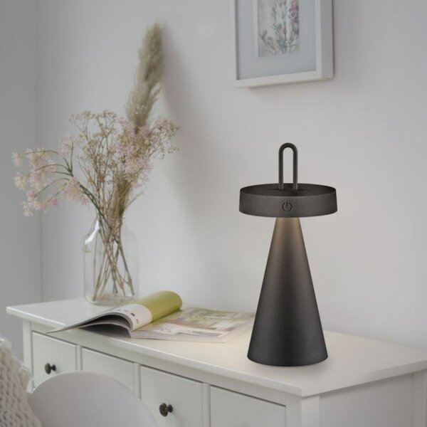 LED Akku Tischlampe Dimmer Touch IP44 28,9 cm Schwarz