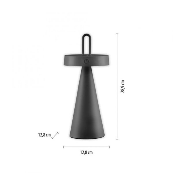 LED Akku Tischlampe Dimmer Touch IP44 28,9 cm Schwarz