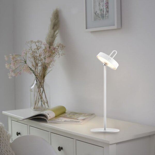 LED Akku Tischleuchte Weiß Dimmer Touch IP44 47,2 cm