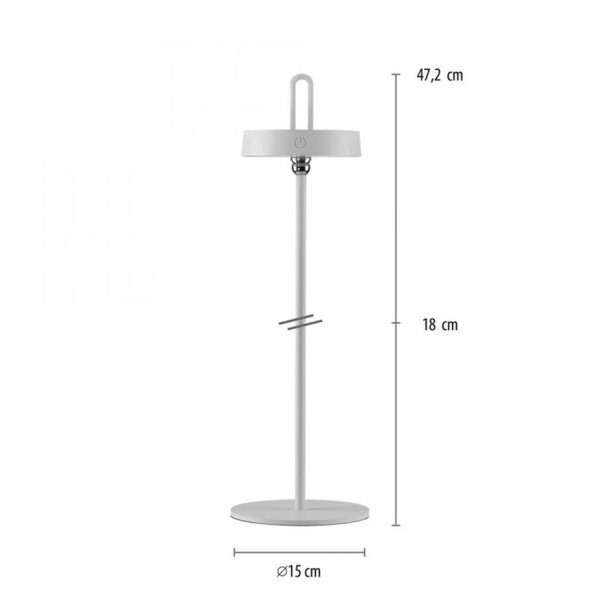 LED Akku Tischleuchte Weiß Dimmer Touch IP44 47,2 cm