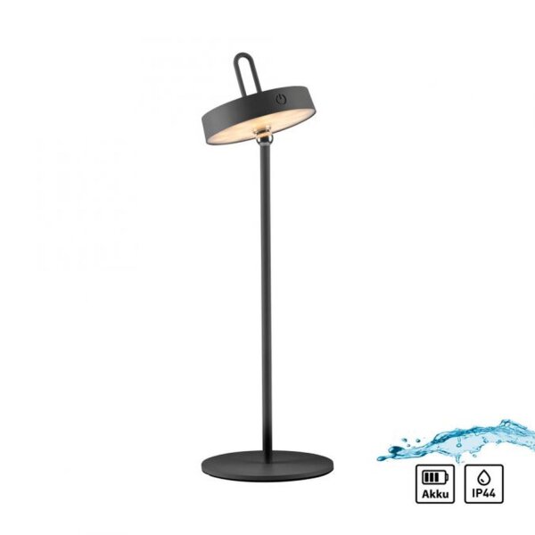 Lampe de table LED rechargeable Noir Dimmer Touch IP44 47,2 cm