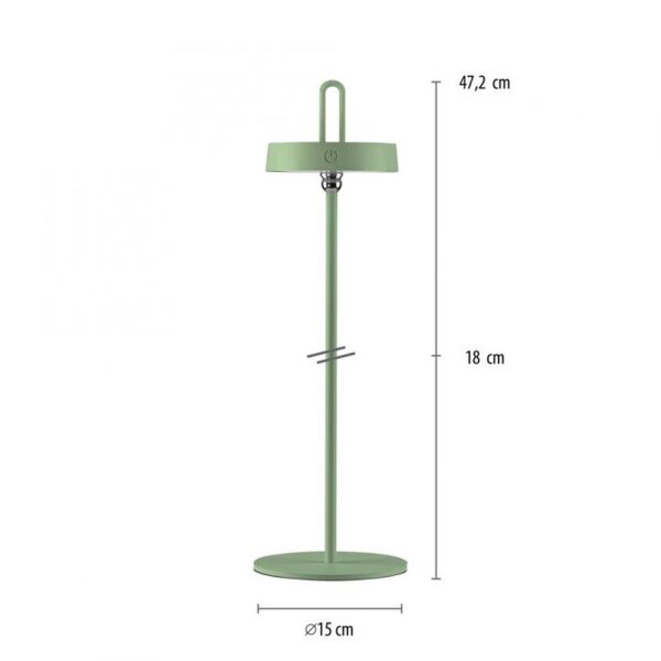 LED Akku Tischleuchte Grün Dimmer Touch IP44 47,2 cm
