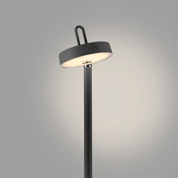 LED Akku Stehleuchte Schwarz Dimmer Touch IP44 125,2 cm