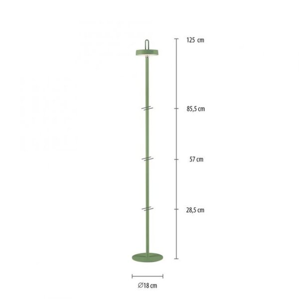 LED Akku Stehleuchte Grün Dimmer Touch IP44 125,2 cm