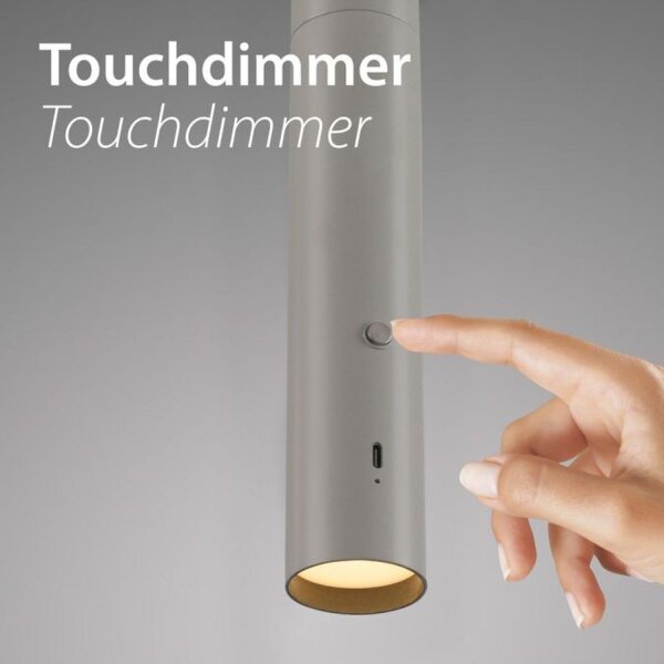 Lampe à suspendre LED rechargeable Greige Métal Touch Variation 3000 K
