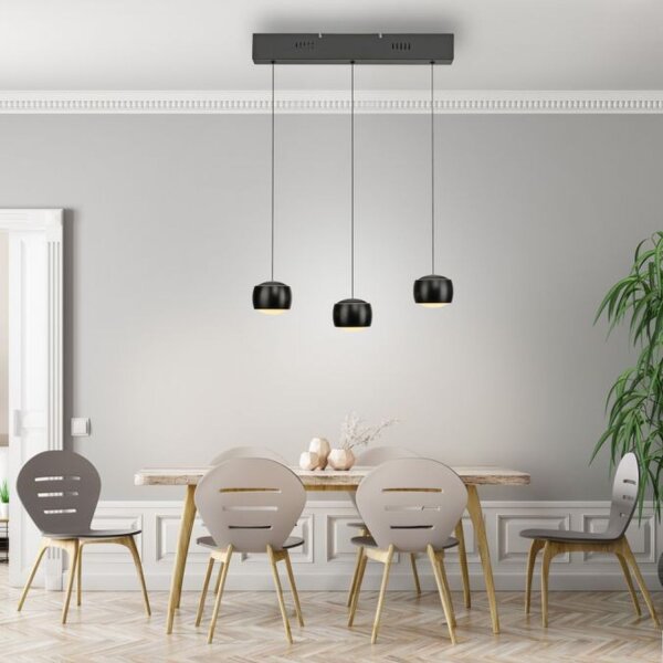 LED Pendelleuchte Metall warmweiß 60 cm 800 lm Schwarz