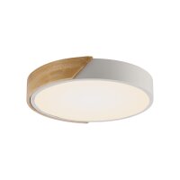 Runde LED Deckenlampe Holz Ø32 cm Weiß Natur...