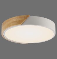 Runde LED Deckenlampe Holz Ø32 cm Weiß Natur...