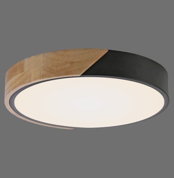 Runde LED Deckenlampe Holz Ø32 cm Schwarz Natur 2520 lm
