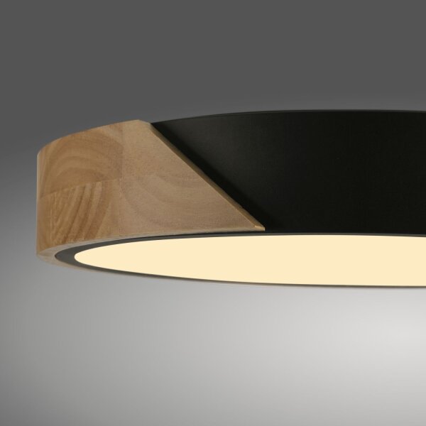 Runde LED Deckenlampe Holz Ø32 cm Schwarz Natur 2520 lm