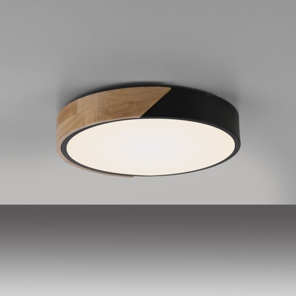 Runde LED Deckenlampe Holz Ø32 cm Schwarz Natur 2520 lm