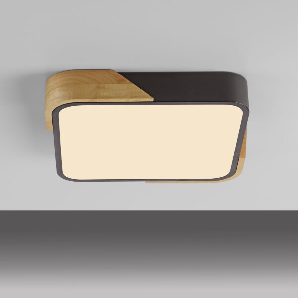 LED Deckenleuchte Holz L:32 cm Schwarz Natur 3000 K