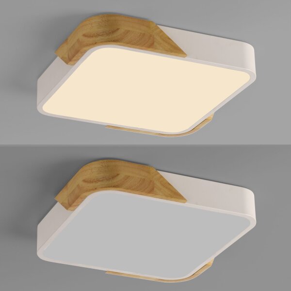 LED Deckenleuchte Holz L:32 cm Weiß Natur 3000 K