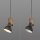 Suspension flexible Noir Bois Métal E27 L:26 cm